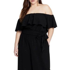 Rachel Roy Jumpsuit off the Shoulder Wide Leg Black Sz 22/24